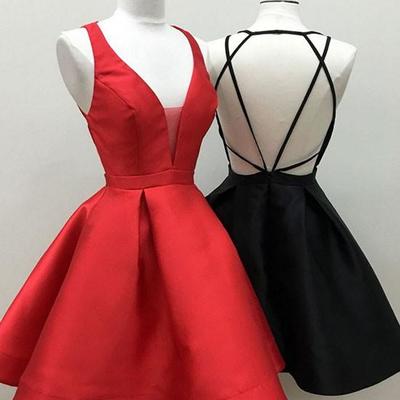 Simple v neck short prom dress, cute homecoming dress - Thumbnail 5