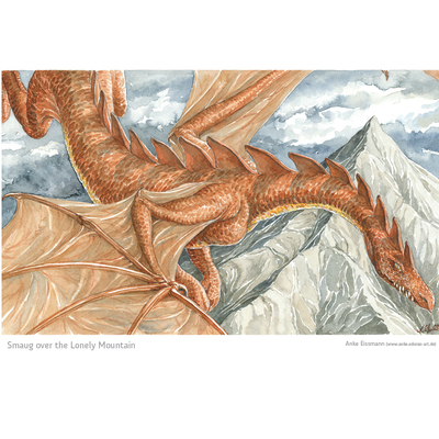 Tolkien poster print: "smaug over the lonely mountain" - Thumbnail 5
