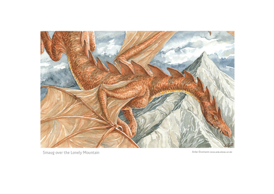 Tolkien Poster Print: "Smaug over the Lonely Mountain"