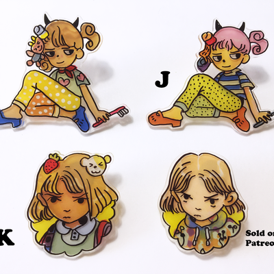 Handmade plastic pins - large