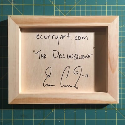 "the delinquent" 8x10" print on wood