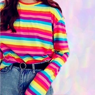 Rainbow stripe long sleeve t-shirt