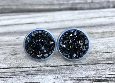 12mm Black Studs with Grey Setting 