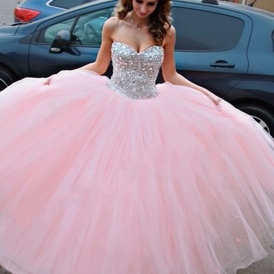 Sparkly rhinestones beaded crystal sweetheart ball gown long plus size prom evening dresses e428