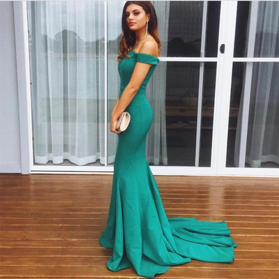 Simple Off-shoulder Sweetheart Long Mermaid Prom Evening Dress Plus Size Formal Dress E436