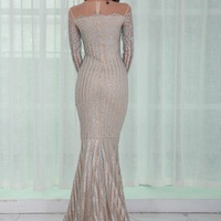 Off Shoulder Silver Gown - Thumbnail 3