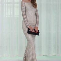 Off Shoulder Silver Gown - Thumbnail 4