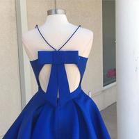 Simple satin v neck  short prom dress, homecoming dress - Thumbnail 2