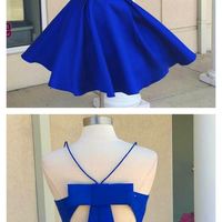 Simple satin v neck  short prom dress, homecoming dress - Thumbnail 3