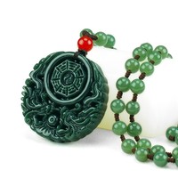 Natural He-tian Stone Hand-carved Dragon Eight Trigrams Pendant Necklace - Thumbnail 3