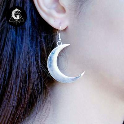 Silver moon earrings