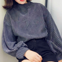 Retro Batwing Sleeve Corduroy Sweatshirt - Thumbnail 1
