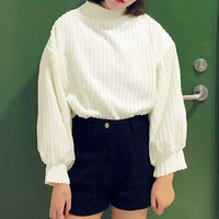 Retro Batwing Sleeve Corduroy Sweatshirt - Thumbnail 3