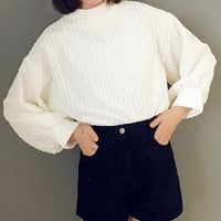 Retro Batwing Sleeve Corduroy Sweatshirt - Thumbnail 4