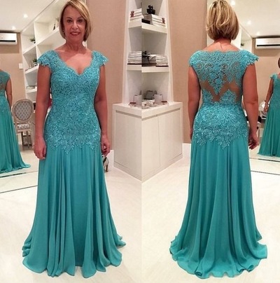 Chiffon Long Mother of the Bride Dress with Appliques