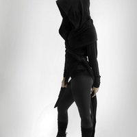 Black Grim Reaper hooded scarf (choose single or double-layer) - Thumbnail 2