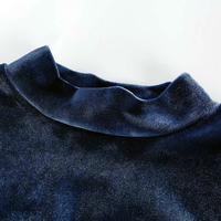 Blue Velvet High Neck Cropped Pullover - Thumbnail 4