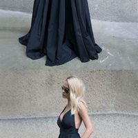 Black Prom Dress,Sexy Deep V-neckline Evening Dress,Sexy Black Graduation Dress - Thumbnail 3