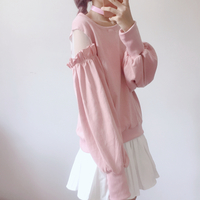 Mesh shoulder ruffle sweatshirt - Thumbnail 2