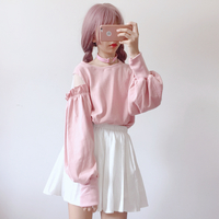 Mesh shoulder ruffle sweatshirt - Thumbnail 3