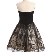 Simple Sweetheart A-line Black Lace Homecoming Dress Short Party Dresses Knee Length Birthday Dress HD04 - Thumbnail 4