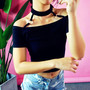 Sexy Choker Off Shoulder Crop Top-3
