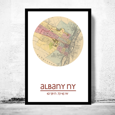 Albany ny - city poster - city map poster print