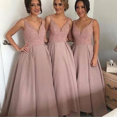 Long bridesmaid dress, gorgeous bridesmaid dress, off shoulder v-neck bridesmaid dress, 2016 bridesmaid dress, wedding party dress, pd15097 - Thumbnail 4