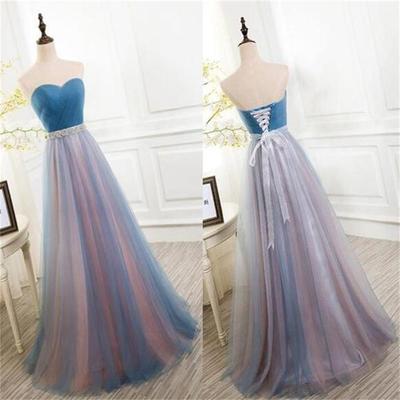 Long prom dress, sweetheart prom dress, lace up back prom dress, popular simple prom dress, tulle prom dress, junior prom dress, pd15321
