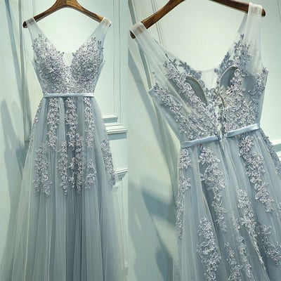 Popular prom dress, long prom dress, tulle applique prom dress, cheap prom dress, evening party dress, formal prom dress, pd15390