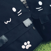 Cat Face embroidery 3D backpack - Thumbnail 3