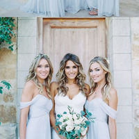 Pale blue bridesmaid dress, mismatched bridesmaid dresses, chiffon off the shoulder bridesmaid dress, long bridesmaid dresses, PD15153 - Thumbnail 1