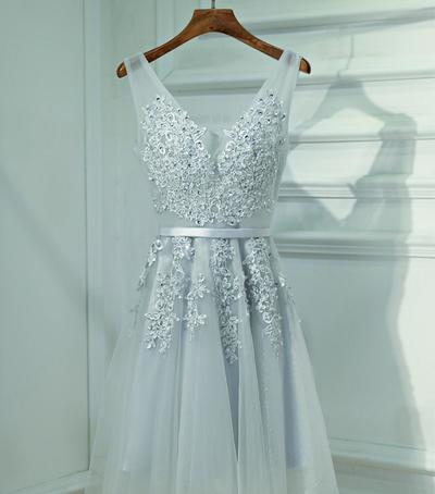 Short homecoming dress, popular cheap homecoming dress, cute junior homecoming dress, tulle applique homecoming dress, PD15498