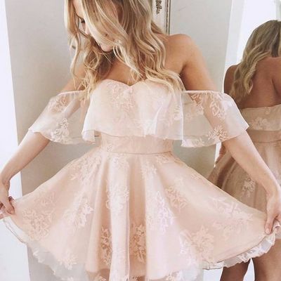 Sexy off-shoulder mini short lace homecoming party cocktail dresses hd19