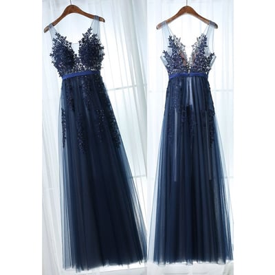 Long prom dress, tulle prom dress, formal prom dress, online prom dress, inexpensive prom dress, applique prom dress, pd15375