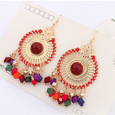  handmade round bead earring dangle earrings vintage bohemian gold earrings for women girls