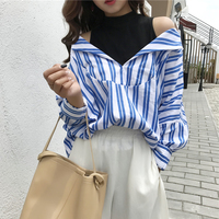 Sexy Off shoulder blouse fake 2 pc - Thumbnail 1