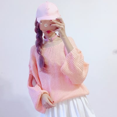 Hollow oversized pullover sweater