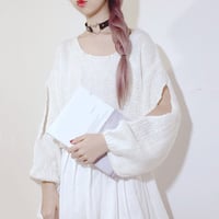 Hollow oversized pullover sweater - Thumbnail 4