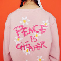 Pink Daisy Printed Sweatshirt - Thumbnail 3