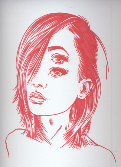 original art - meg red