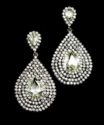 Silver w/Clear Rhinestone Chandelier Earrings 