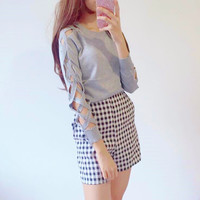 Cross Hollow Out Long Sleeve T-shirt - Thumbnail 4