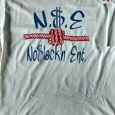 N$e no$lacknent. (white,royal blue&red) business t-shirt.