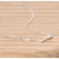 925 Sterling Silver Cute Antlers Collar Necklace for Women - Thumbnail 1