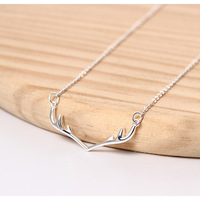 925 Sterling Silver Cute Antlers Collar Necklace for Women - Thumbnail 2