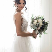 Backless Halter Beach Wedding Dress Bridal Gowns - Thumbnail 2