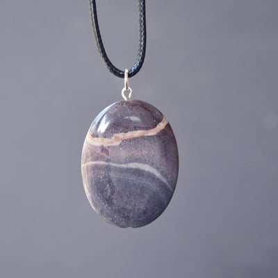Purple porcelain jasper necklace, oval stone necklace, purple stone necklace, canadian jewelry shop, gifts for her - Thumbnail 3