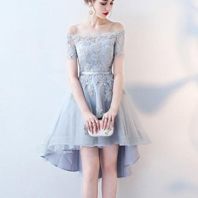 Short sleeves homecoming dress, off the shoulder homecoming dress, high low homecoming dress, junior homecoming dress, occasion dress, pd15138