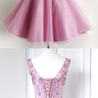 Short homecoming dress, lovely homecoming dress, junior homecoming dress, v neck homecoming dress, unique cheap homecoming dress, PD15145 - Thumbnail 2